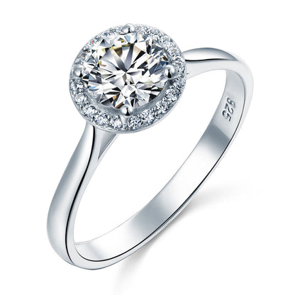Solid 925 Sterling Silver Engagement Promise Ring Halo XFR8120