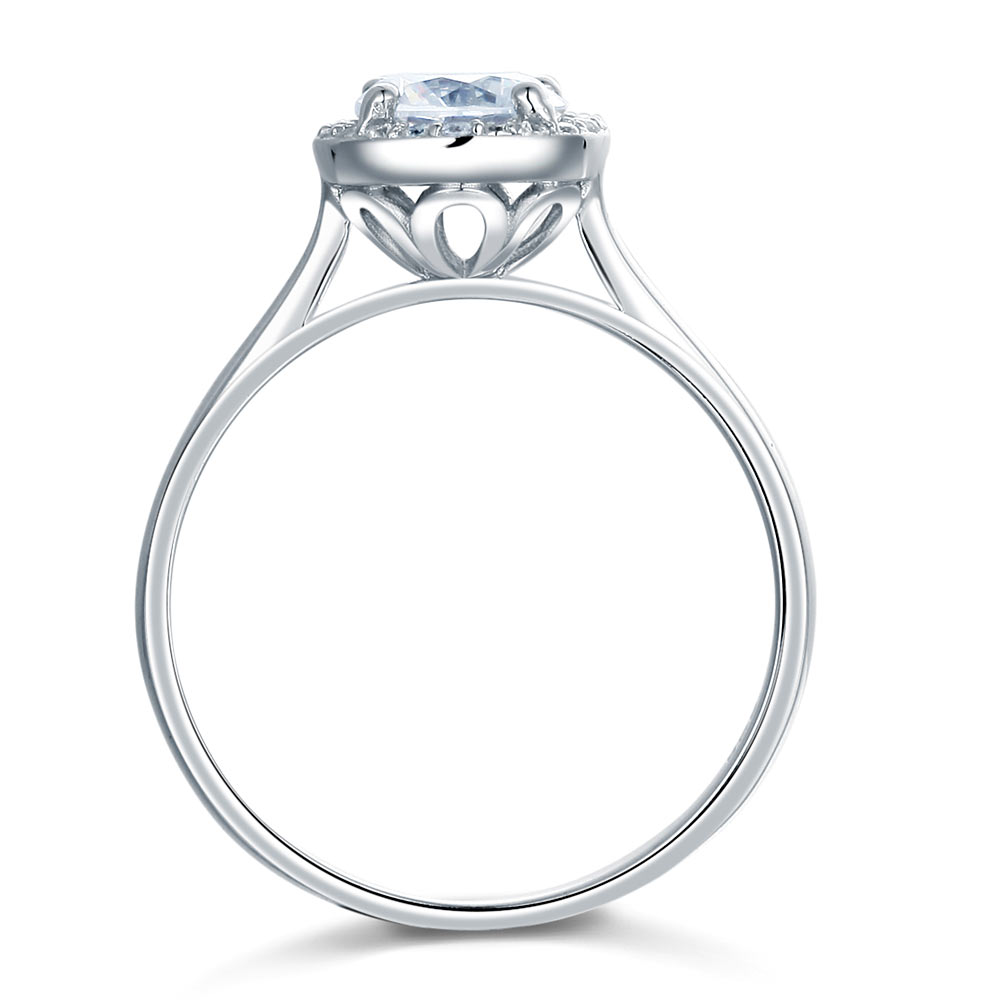 Solid 925 Sterling Silver Engagement Promise Ring Halo XFR8120