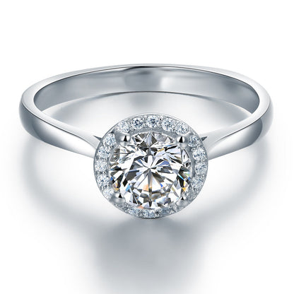Solid 925 Sterling Silver Engagement Promise Ring Halo XFR8120