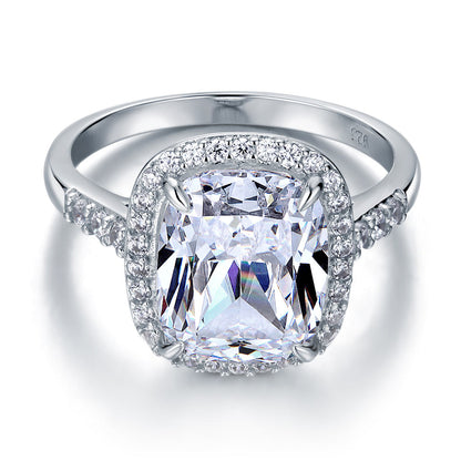 925 Sterling Silver Luxury Engagement Ring 6 Ct Cushion Simulated Diamond XFR8149