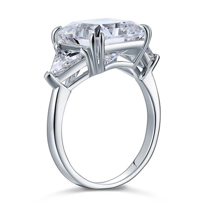 Solid 925 Sterling Silver Three-Stone Luxury Ring Anniversary 8 Carat Simulated Diamond XFR8155