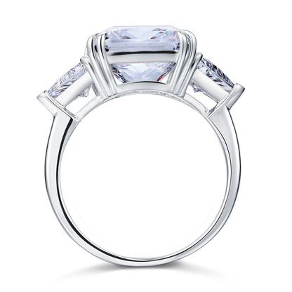 Solid 925 Sterling Silver Three-Stone Luxury Ring Anniversary 8 Carat Simulated Diamond XFR8155