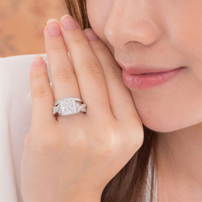 Solid 925 Sterling Silver Wedding Anniversary Engagement Ring Set Vintage Style Princess XFR8234