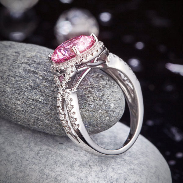 3 Carat Fancy Pink Simulated Diamond 925 Sterling Silver Wedding Engagement Luxury Ring Promise Anniversary XFR8242