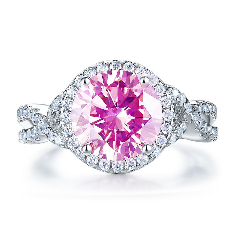 3 Carat Fancy Pink Simulated Diamond 925 Sterling Silver Wedding Engagement Luxury Ring Promise Anniversary XFR8242