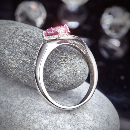 Twist Curl 925 Sterling Silver Wedding Engagement Ring 1.25 Ct Fancy Pink Simulated Diamond XFR8244