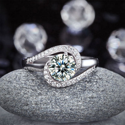 Twist Curl 925 Sterling Silver Wedding Engagement Ring 1.25 Ct Simulated Diamond XFR8245