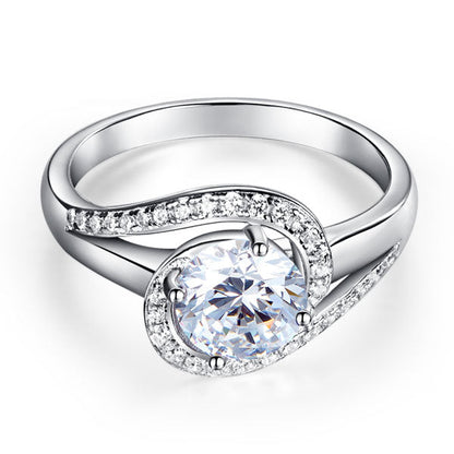Twist Curl 925 Sterling Silver Wedding Engagement Ring 1.25 Ct Simulated Diamond XFR8245