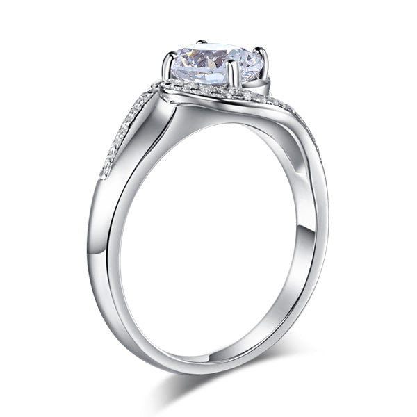 Twist Curl 925 Sterling Silver Wedding Engagement Ring 1.25 Ct Simulated Diamond XFR8245
