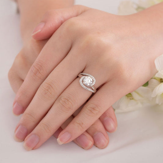 Twist Curl 925 Sterling Silver Wedding Engagement Ring 1.25 Ct Simulated Diamond XFR8245