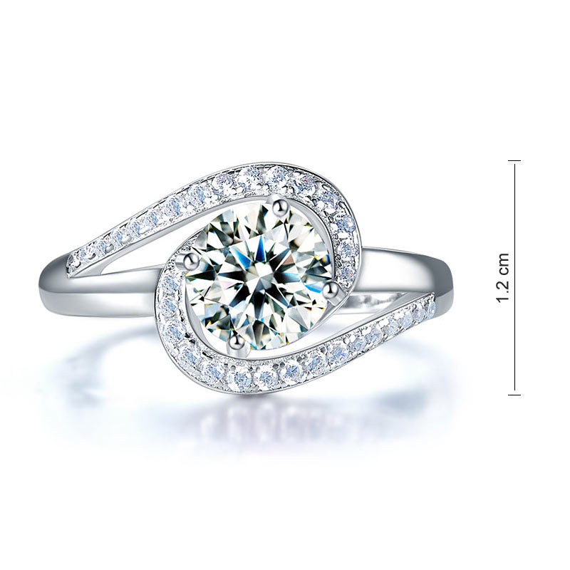 Twist Curl 925 Sterling Silver Wedding Engagement Ring 1.25 Ct Simulated Diamond XFR8245