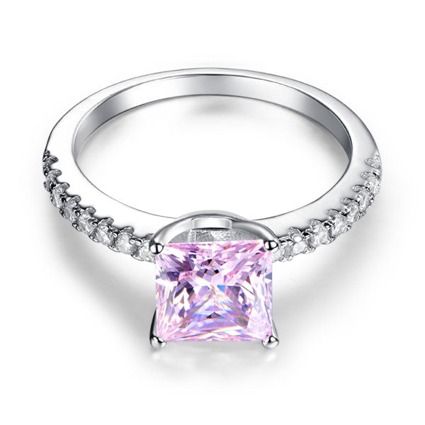 1.5 Ct Fancy Pink Simulated Diamond 925 Sterling Silver Wedding Ring Promise Anniversary XFR8246