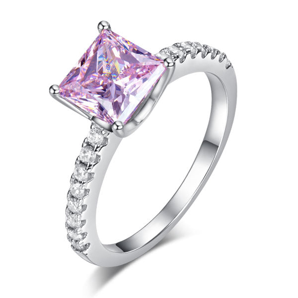 1.5 Ct Fancy Pink Simulated Diamond 925 Sterling Silver Wedding Ring Promise Anniversary XFR8246