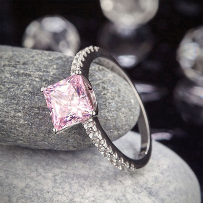 1.5 Ct Fancy Pink Simulated Diamond 925 Sterling Silver Wedding Ring Promise Anniversary XFR8246