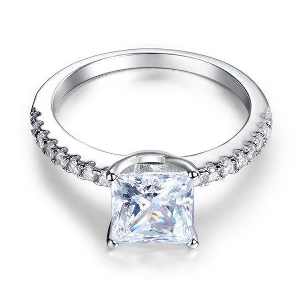 1.5 Ct Princess Cut Simulated Diamond 925 Sterling Silver Wedding Ring Engagement Promise Anniversary XFR8247