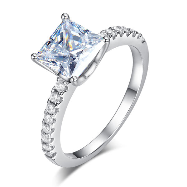 1.5 Ct Princess Cut Simulated Diamond 925 Sterling Silver Wedding Ring Engagement Promise Anniversary XFR8247