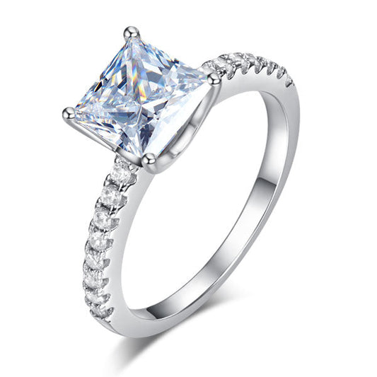 1.5 Ct Princess Cut Simulated Diamond 925 Sterling Silver Wedding Ring Engagement Promise Anniversary XFR8247
