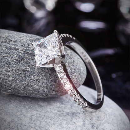1.5 Ct Princess Cut Simulated Diamond 925 Sterling Silver Wedding Ring Engagement Promise Anniversary XFR8247