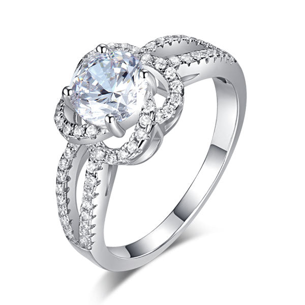 Floral 925 Sterling Silver Wedding Promise Engagement Ring 1 Ct Simulated Diamond Jewelry XFR8251