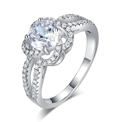 Floral 925 Sterling Silver Wedding Promise Engagement Ring 1 Ct Simulated Diamond Jewelry XFR8251
