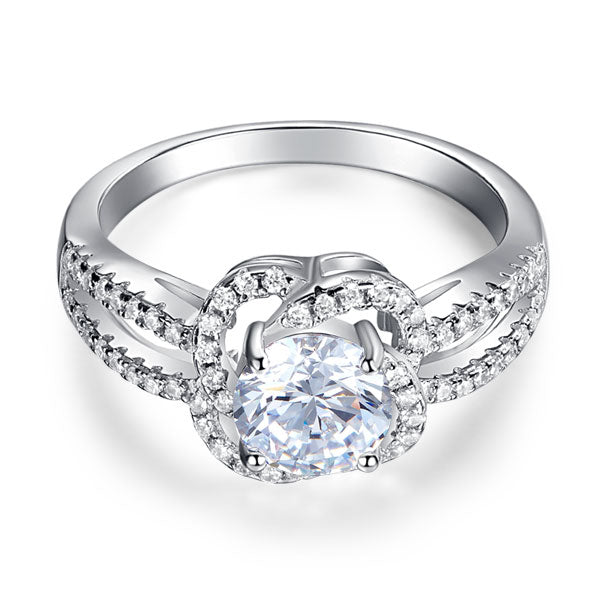 Floral 925 Sterling Silver Wedding Promise Engagement Ring 1 Ct Simulated Diamond Jewelry XFR8251
