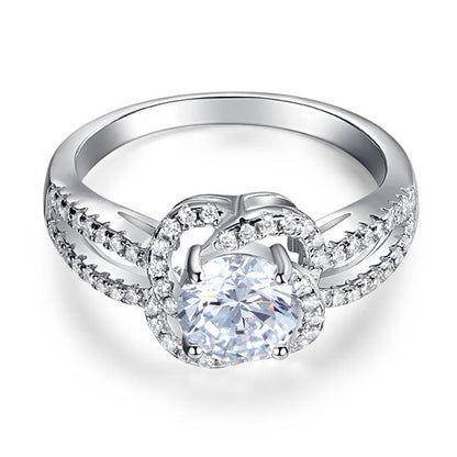 Floral 925 Sterling Silver Wedding Promise Engagement Ring 1 Ct Simulated Diamond Jewelry XFR8251