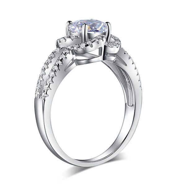 Floral 925 Sterling Silver Wedding Promise Engagement Ring 1 Ct Simulated Diamond Jewelry XFR8251