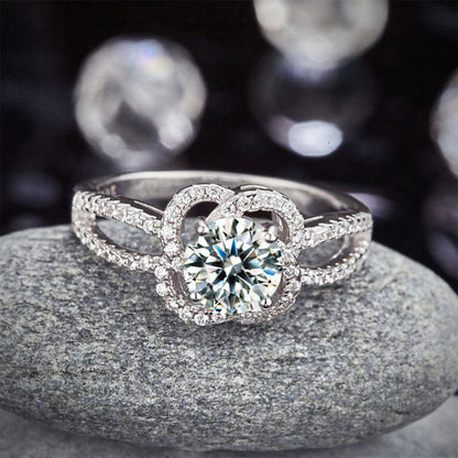 Floral 925 Sterling Silver Wedding Promise Engagement Ring 1 Ct Simulated Diamond Jewelry XFR8251