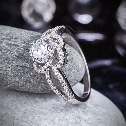 Floral 925 Sterling Silver Wedding Promise Engagement Ring 1 Ct Simulated Diamond Jewelry XFR8251