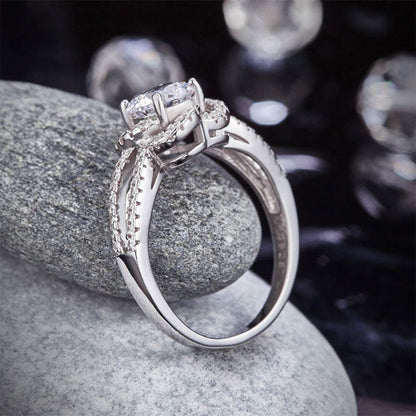 Floral 925 Sterling Silver Wedding Promise Engagement Ring 1 Ct Simulated Diamond Jewelry XFR8251