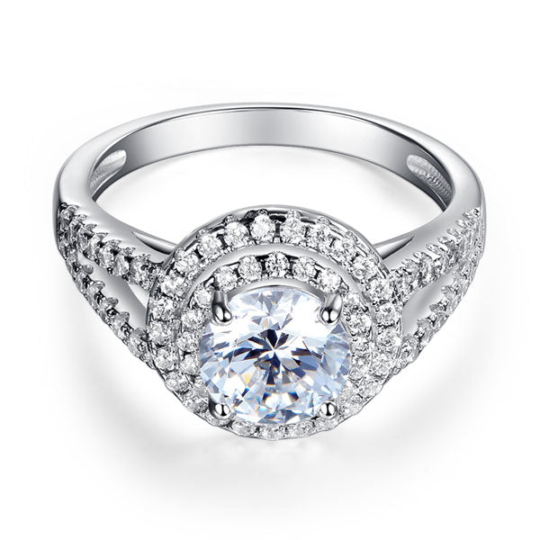 Double Halo 925 Sterling Silver Wedding Engagement Ring 1.25 Ct Simulated Diamond Promise Anniversary XFR8253