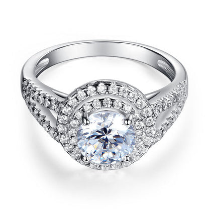 Double Halo 925 Sterling Silver Wedding Engagement Ring 1.25 Ct Simulated Diamond Promise Anniversary XFR8253