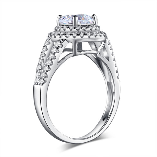 Double Halo 925 Sterling Silver Wedding Engagement Ring 1.25 Ct Simulated Diamond Promise Anniversary XFR8253