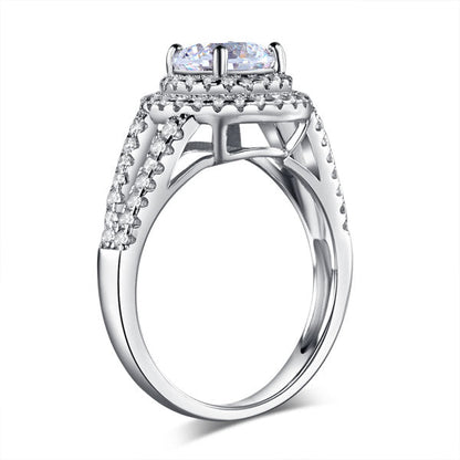 Double Halo 925 Sterling Silver Wedding Engagement Ring 1.25 Ct Simulated Diamond Promise Anniversary XFR8253