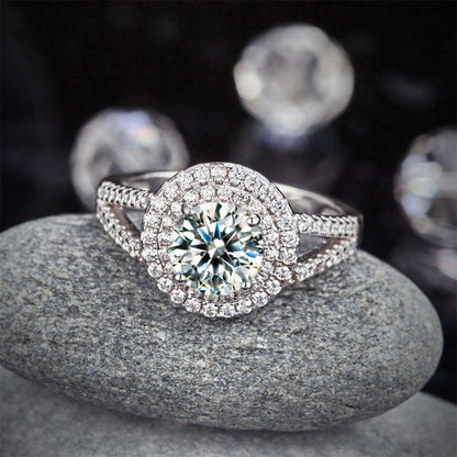 Double Halo 925 Sterling Silver Wedding Engagement Ring 1.25 Ct Simulated Diamond Promise Anniversary XFR8253