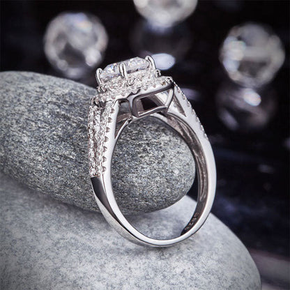 Double Halo 925 Sterling Silver Wedding Engagement Ring 1.25 Ct Simulated Diamond Promise Anniversary XFR8253
