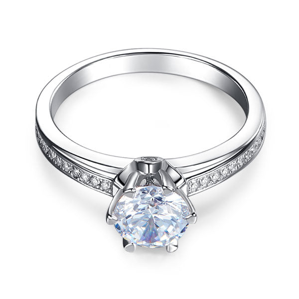 6 Claws 925 Sterling Silver Wedding Promise Engagement Ring 1.25 Ct Simulated Diamond Jewelry XFR8257
