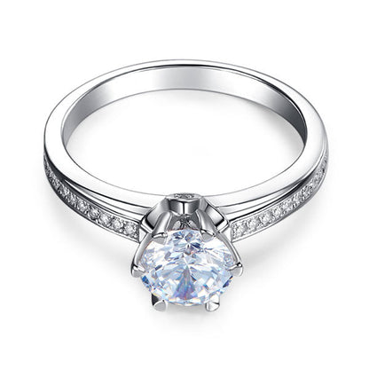 6 Claws 925 Sterling Silver Wedding Promise Engagement Ring 1.25 Ct Simulated Diamond Jewelry XFR8257