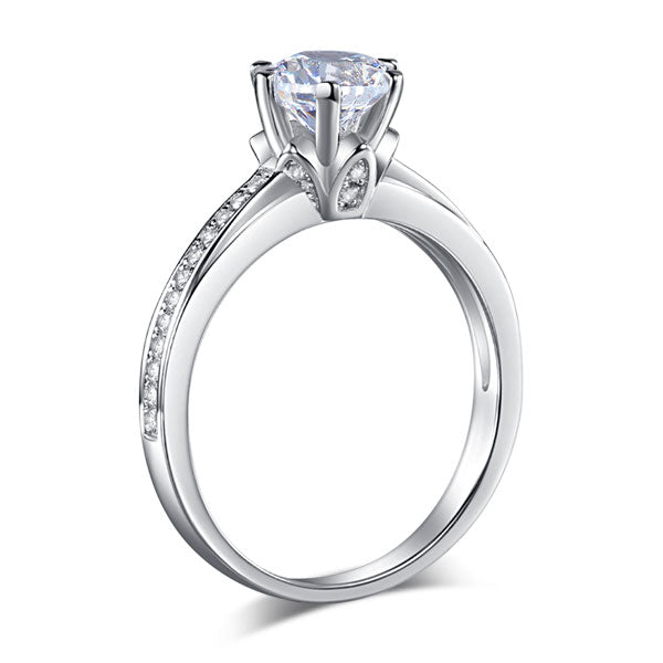 6 Claws 925 Sterling Silver Wedding Promise Engagement Ring 1.25 Ct Simulated Diamond Jewelry XFR8257