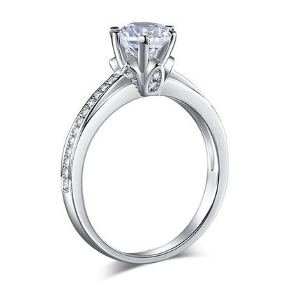 6 Claws 925 Sterling Silver Wedding Promise Engagement Ring 1.25 Ct Simulated Diamond Jewelry XFR8257