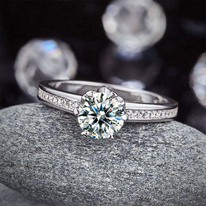 6 Claws 925 Sterling Silver Wedding Promise Engagement Ring 1.25 Ct Simulated Diamond Jewelry XFR8257