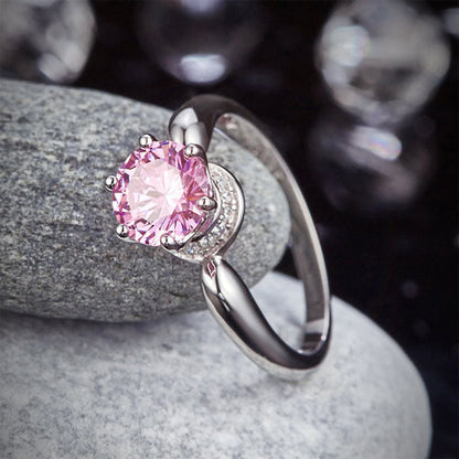 6 Claws Crown 925 Sterling Silver Wedding Promise Anniversary Ring 1.25 Ct Fancy Pink Simulated Diamond Jewelry XFR8262