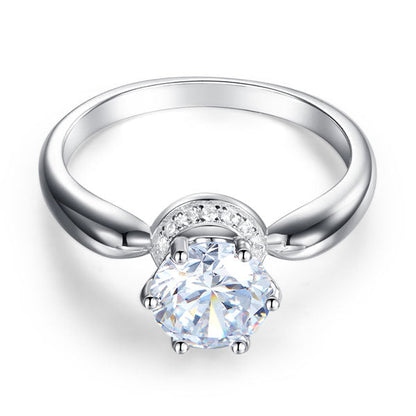 6 Claws Crown 925 Sterling Silver Wedding Promise Anniversary Ring 1.25 Ct Simulated Diamond Jewelry XFR8263
