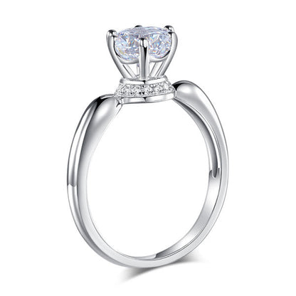 6 Claws Crown 925 Sterling Silver Wedding Promise Anniversary Ring 1.25 Ct Simulated Diamond Jewelry XFR8263