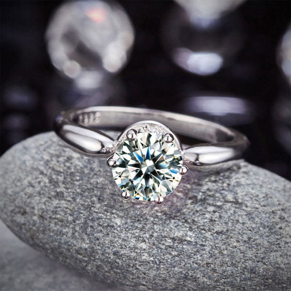 6 Claws Crown 925 Sterling Silver Wedding Promise Anniversary Ring 1.25 Ct Simulated Diamond Jewelry XFR8263