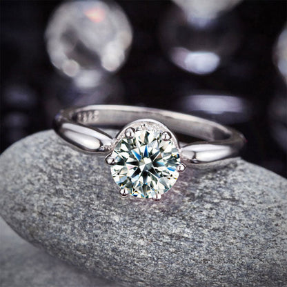 6 Claws Crown 925 Sterling Silver Wedding Promise Anniversary Ring 1.25 Ct Simulated Diamond Jewelry XFR8263