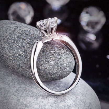 6 Claws Crown 925 Sterling Silver Wedding Promise Anniversary Ring 1.25 Ct Simulated Diamond Jewelry XFR8263