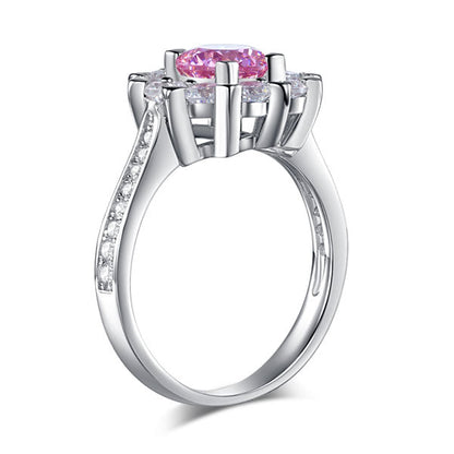 Snowflake 925 Sterling Silver Wedding Promise Anniversary Ring 1 Ct Fancy Pink Simulated Diamond XFR8264