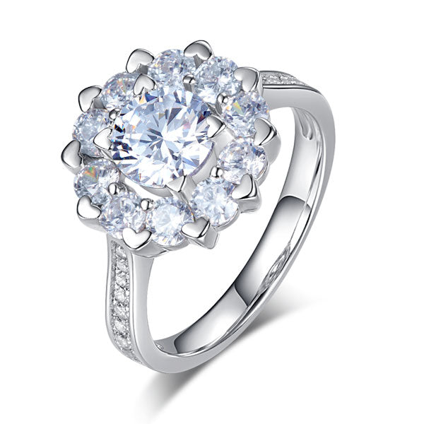 Snowflake 925 Sterling Silver Wedding Promise Anniversary Ring 1 Ct Simulated Diamond XFR8265