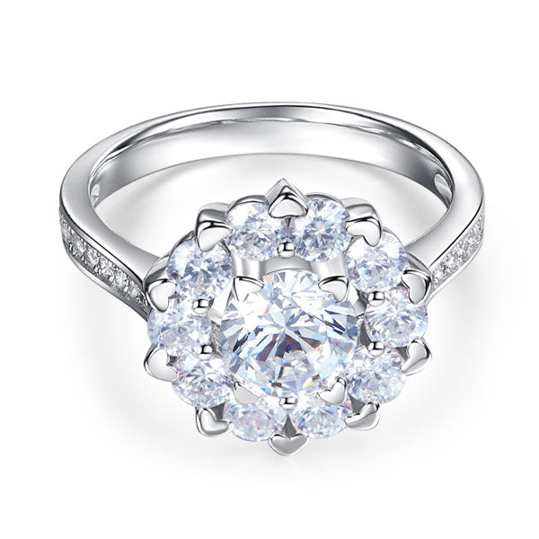 Snowflake 925 Sterling Silver Wedding Promise Anniversary Ring 1 Ct Simulated Diamond XFR8265